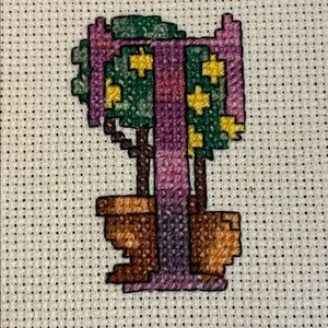 Cross-Stitch Lemon Tree Design and Monogram T
Completed Criss stitch